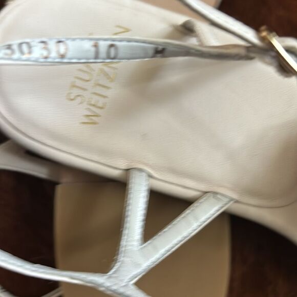 Stuart Weitzman Jabow Flat Tassel Pom Pom Sandals Nude Leather Womens Size 10 M - Picture 6 of 7